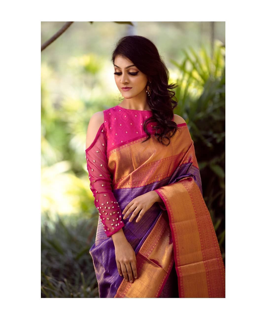 Plain sleeves with off shoulder blouse design