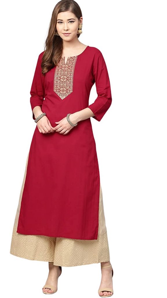 Long Kurti with Plazo - करवा चौथ ड्रेस