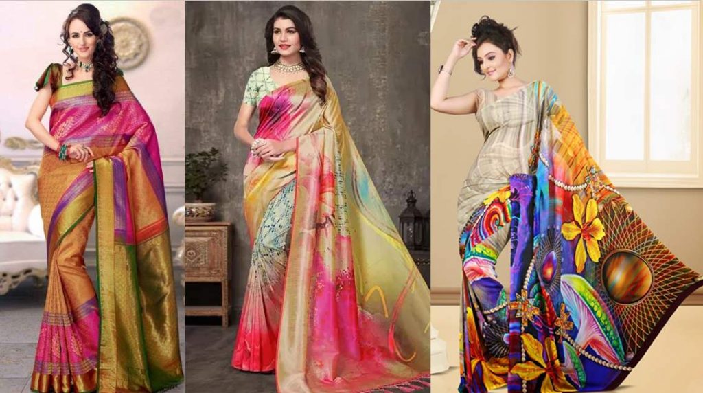 Colorful Saree with 3D Look