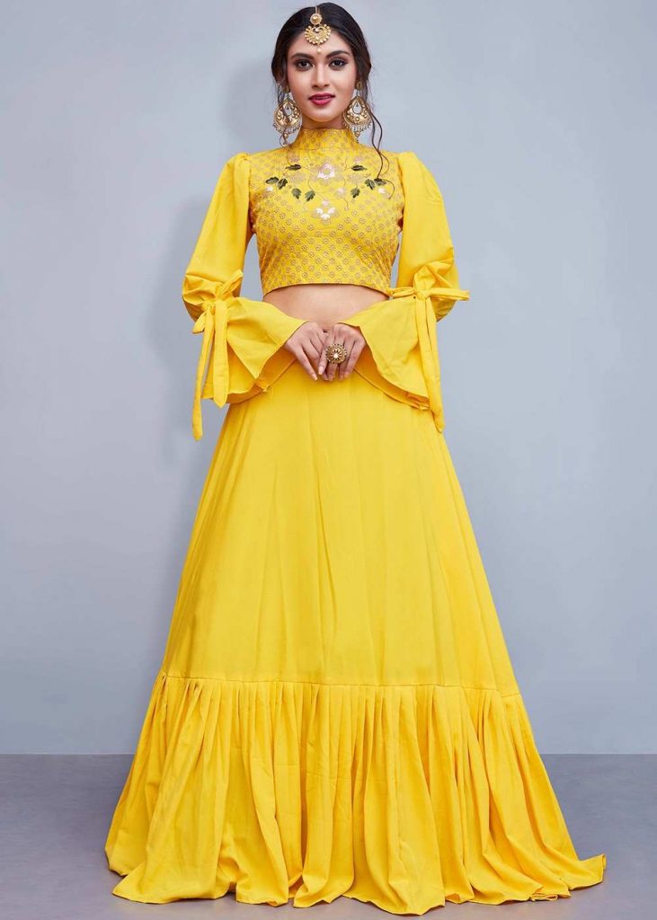 Crop Top Kurti with Long Skirt - नवरात्रि गरबा ड्रेसेस