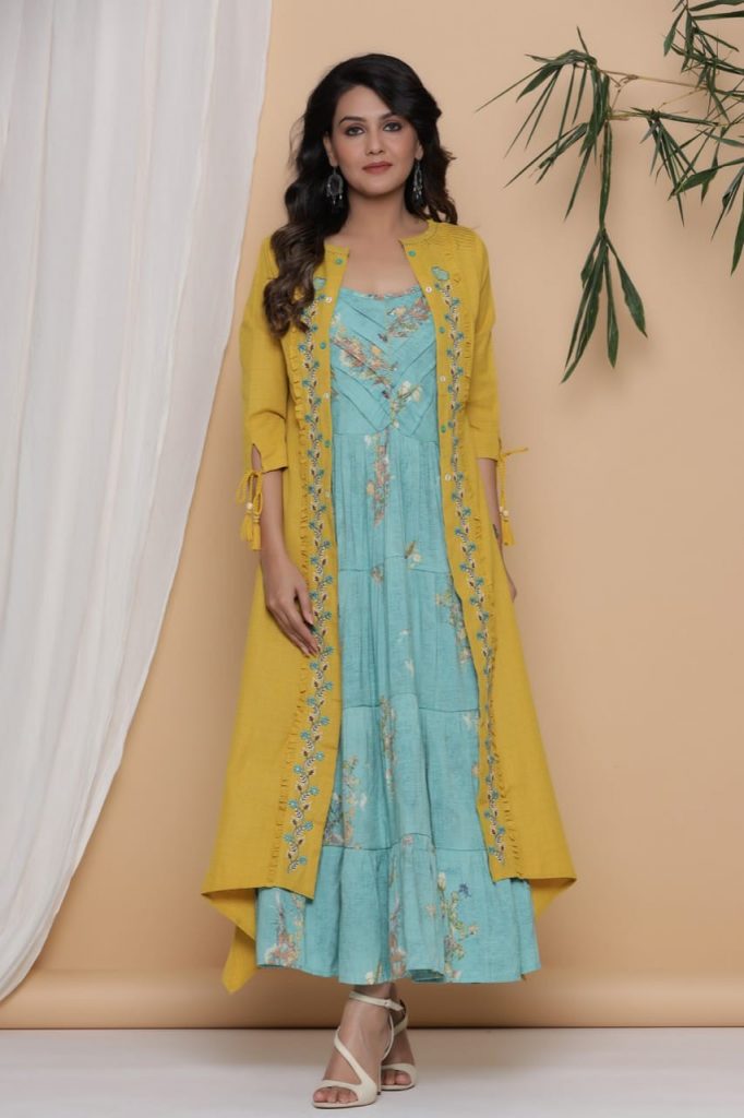 Jacket with Embroidered Kurti