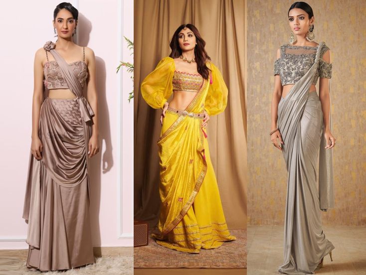 Retro Look Saree on karva Chauth - करवा चौथ ड्रेस