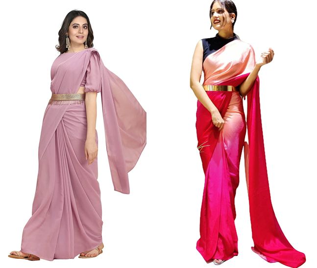 Saree with Belt - करवा चौथ ड्रेस