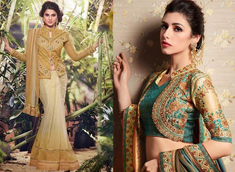 Saree with Jacket Style - करवा चौथ ड्रेस