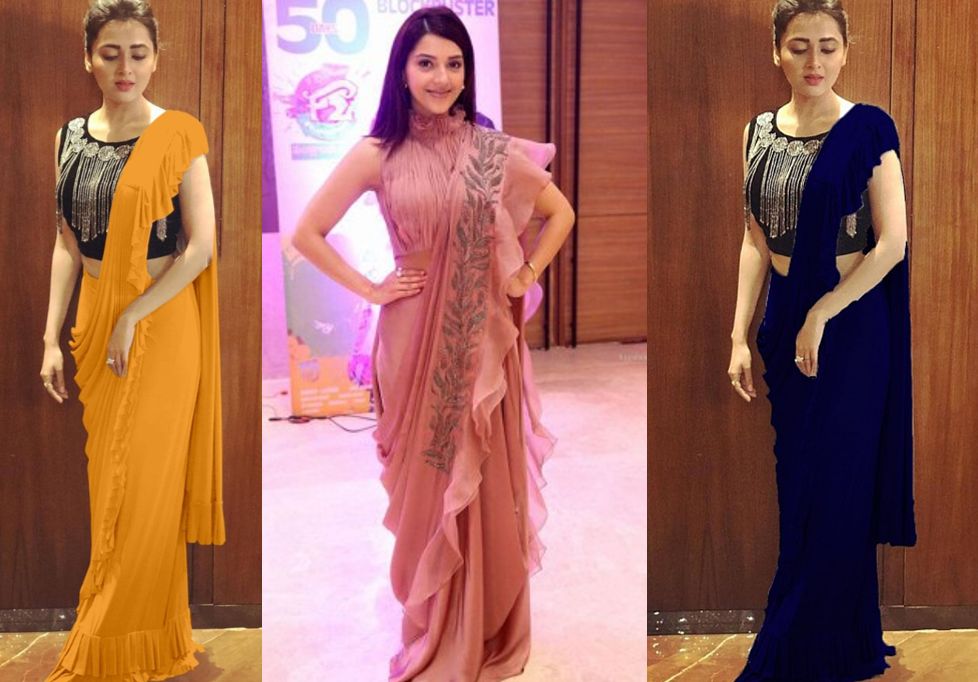 Simple Saree with Frill Design