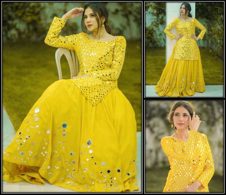 yellow dress for garba navaratri dandiya