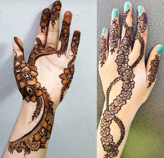 Karva Chauth Mehndi Design with Bel - मेहंदी डिजाईन