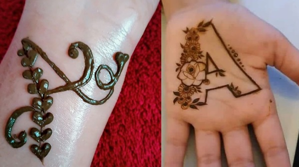 A letter से शुरू करके सिंपल मेहंदी डिजाईन