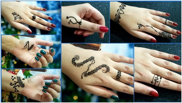 N अक्षर से बनाएं बटरफ्लाई मेहंदी डिजाइन (Butterfly mehndi design with N letter)