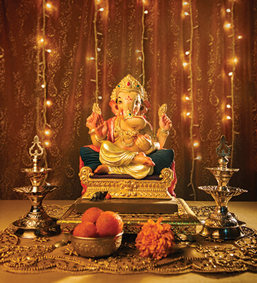 Ganesh Chaturthi Decoration Idea with Defining Lights