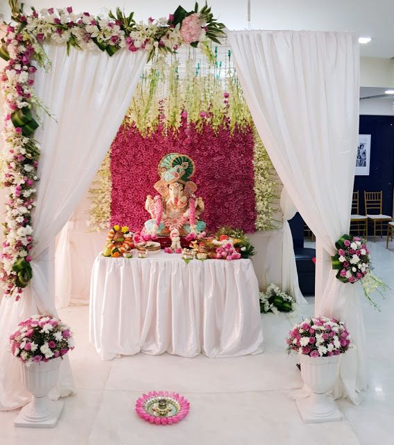 Ganesh Chaturthi Decoration Idea with Flower Decoration