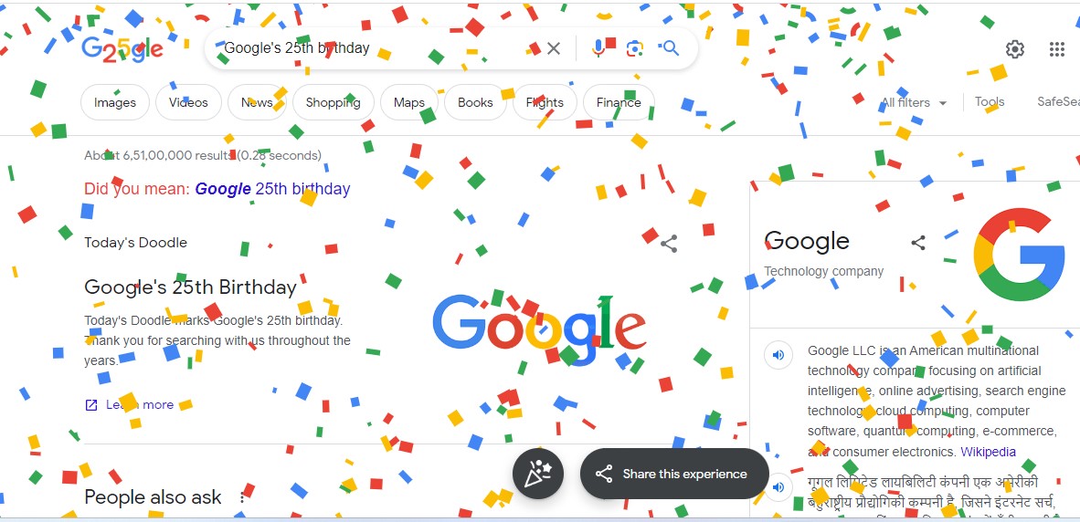 google 25 birthday