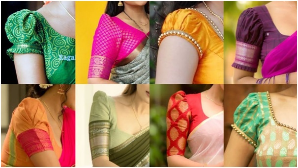 पफ बाजू डिजाइन वाला ब्लाउज  