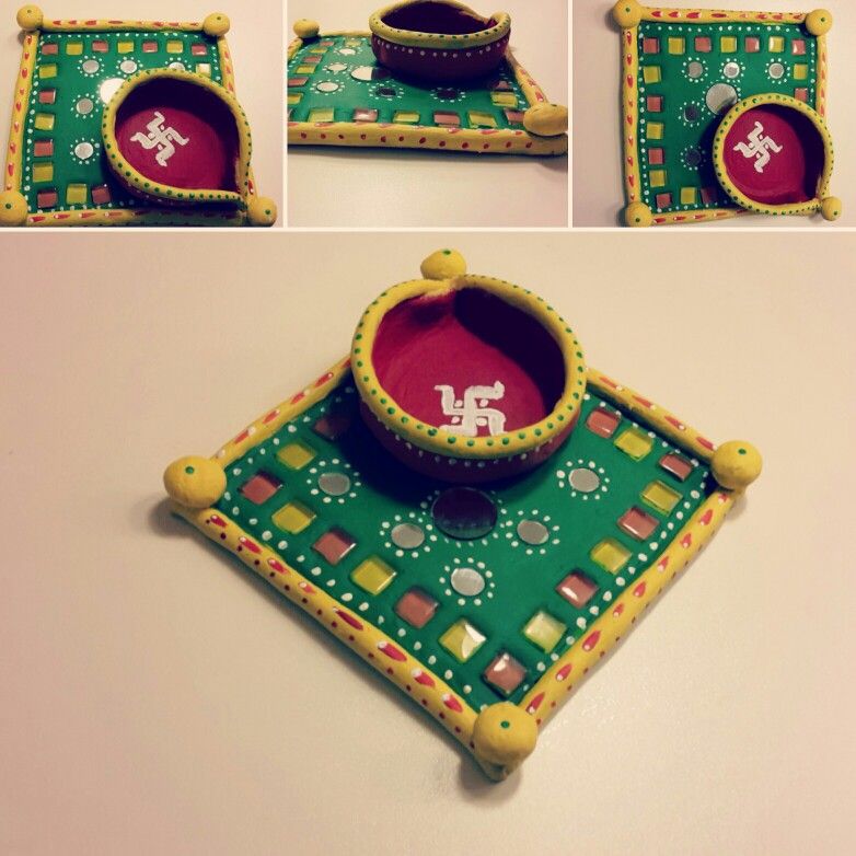 Clay Diya Decoration Idea