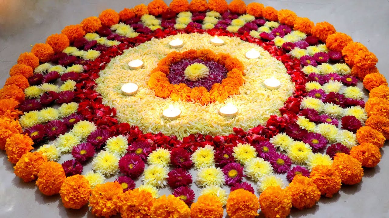 Floral Navratri Rangoli Designs