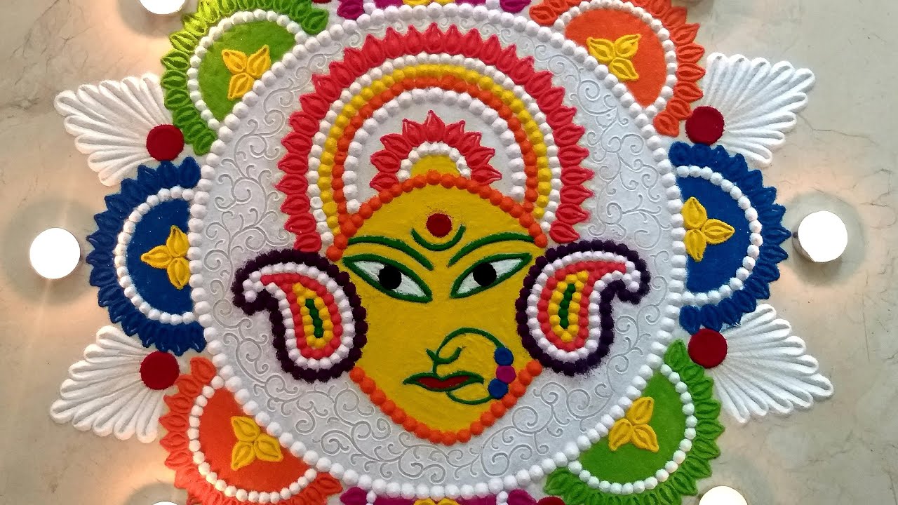 Goddess Face Simple Rangoli Design