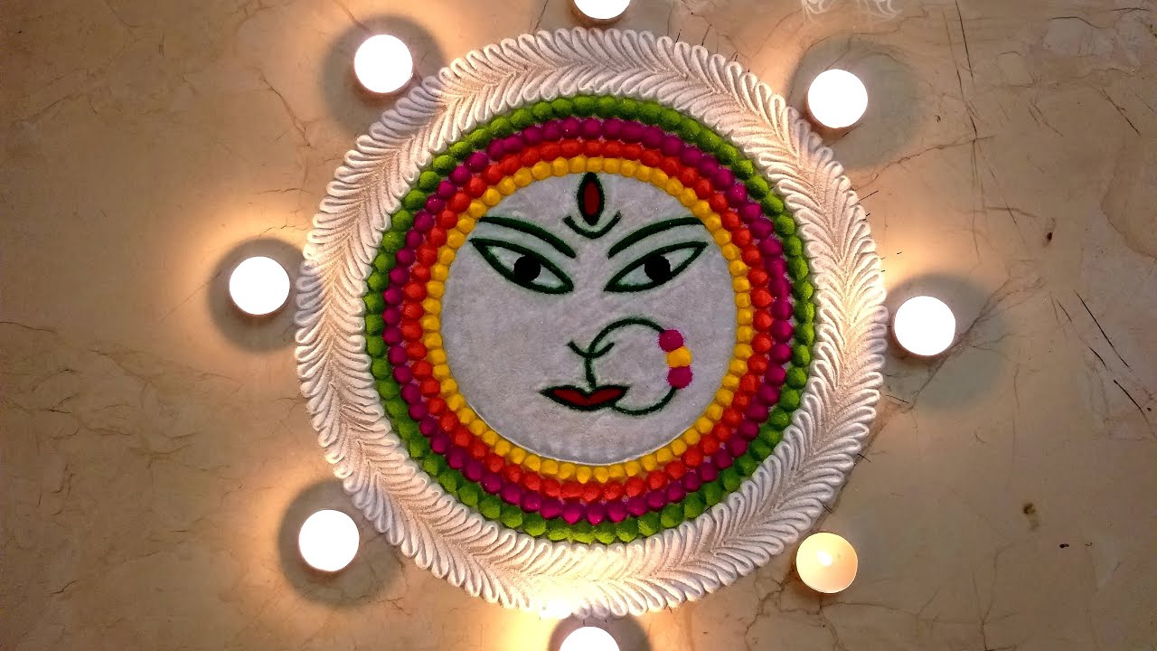 Goddess Face Simple Rangoli Design