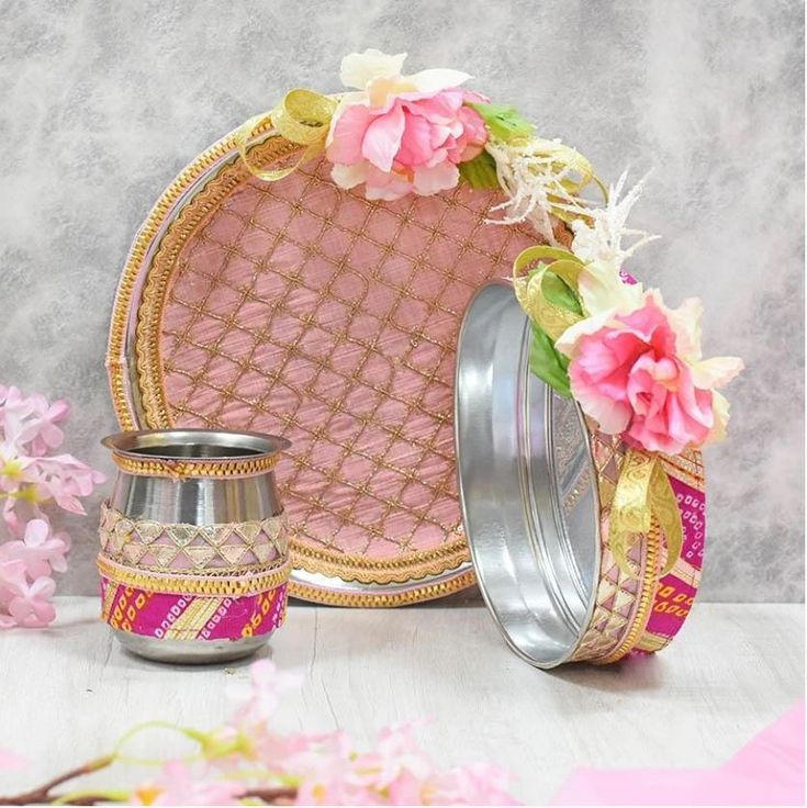 Karva Chauth Thali Decoration With Ribbon