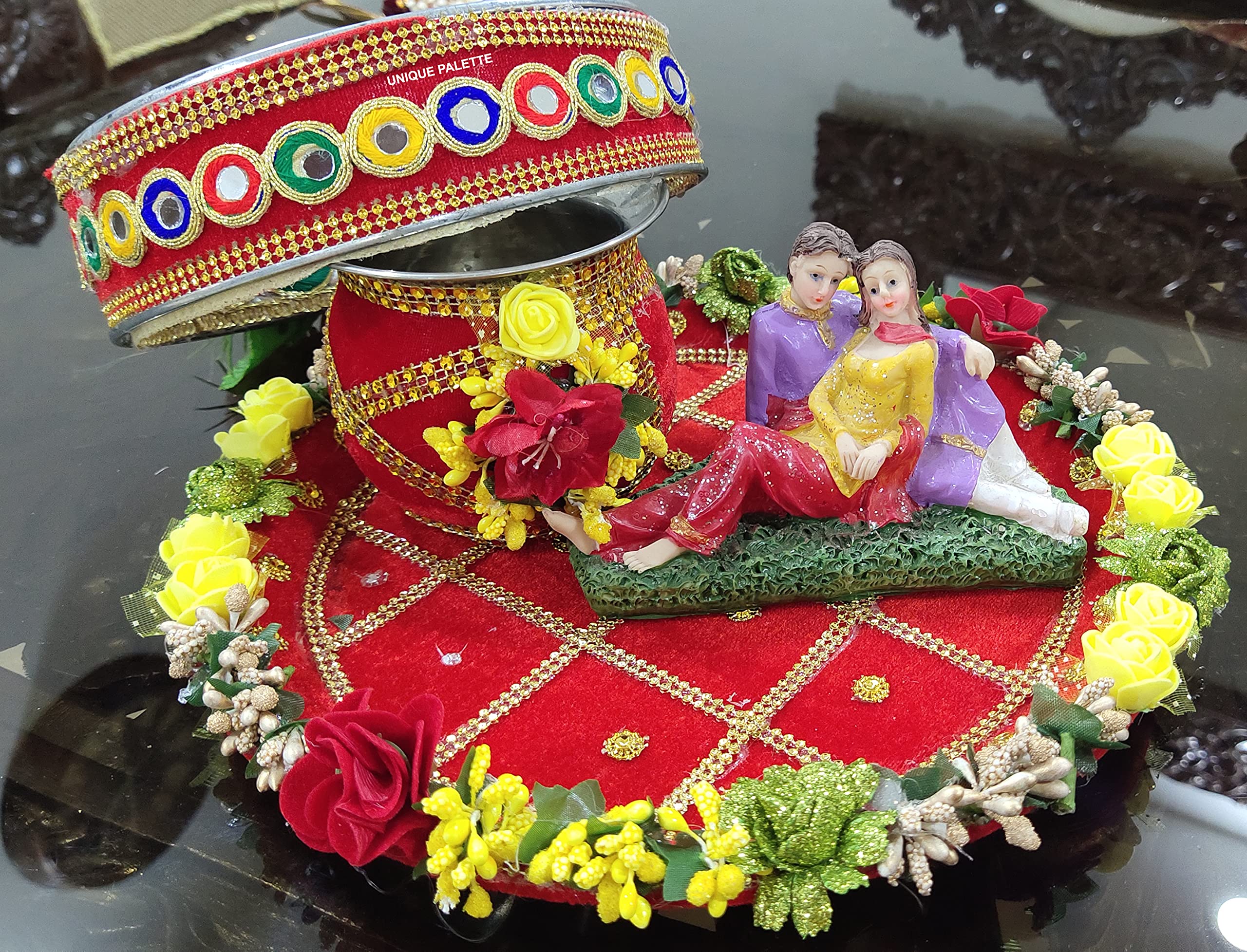 Karwa Chauth Thali Decoration With Flowers