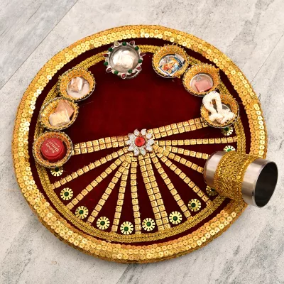 Karwa Chauth Thali Decoration With LacesKarwa Chauth Thali Decoration With Laces