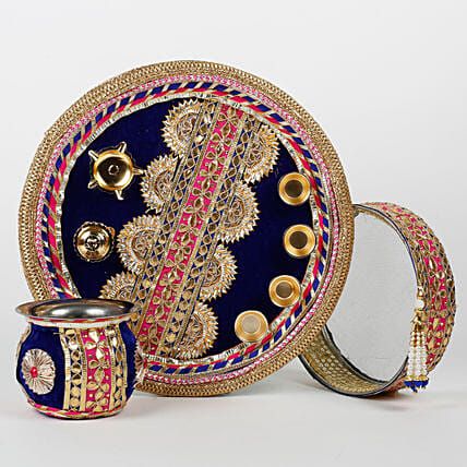 Karwa Chauth Thali Decoration With Velvet