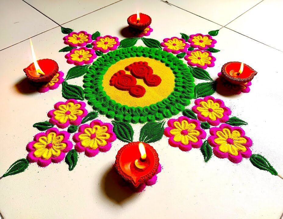 Maa Durga Feet Rangoli Design