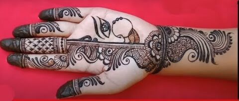 Mehndi designs with shapes of gods and goddesses for Navratri