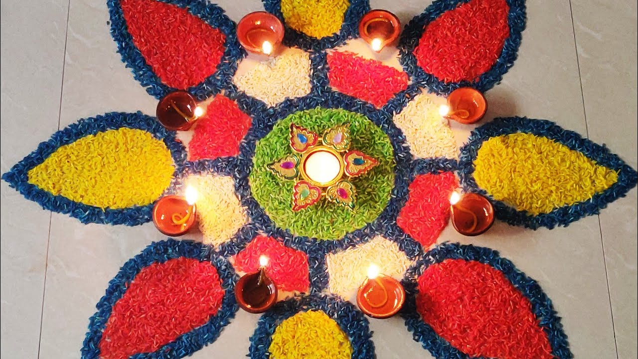 Navratri Rangoli Design of Rice and Flour
