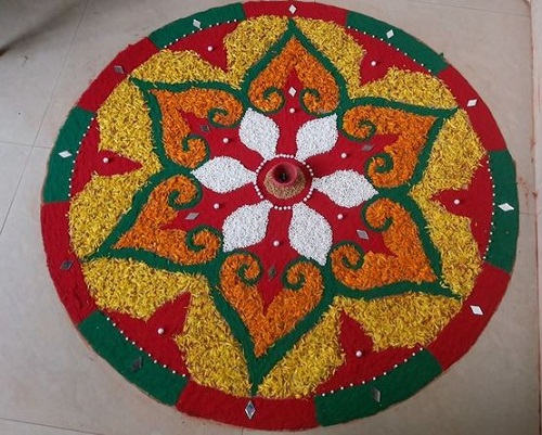Navratri Rangoli Design of Rice and Flour