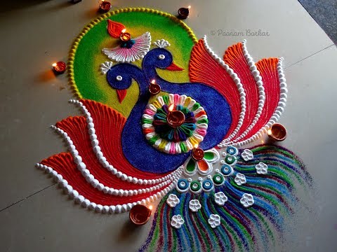 Peacock Pattern Rangoli Design