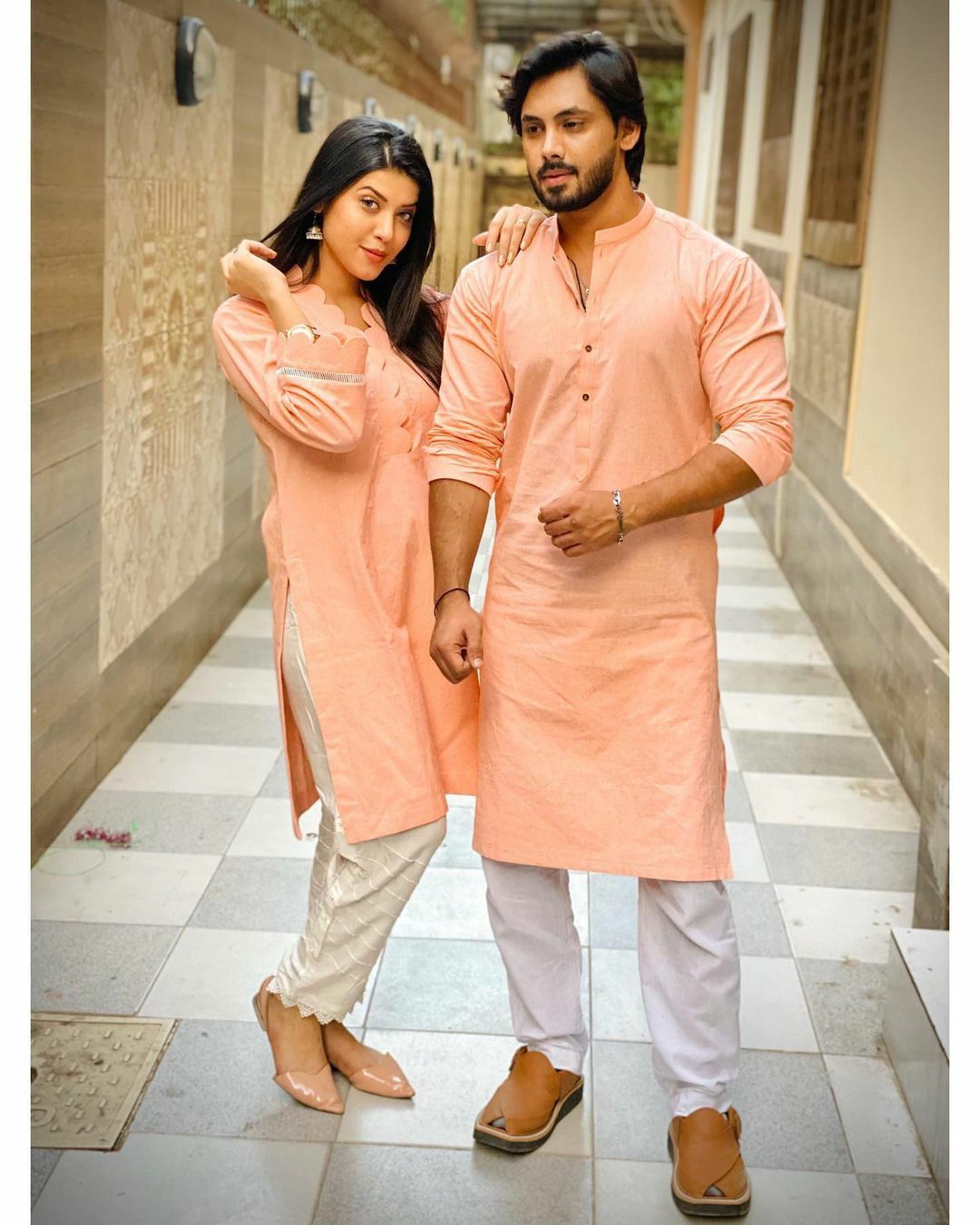 Pink Color Couple Dress