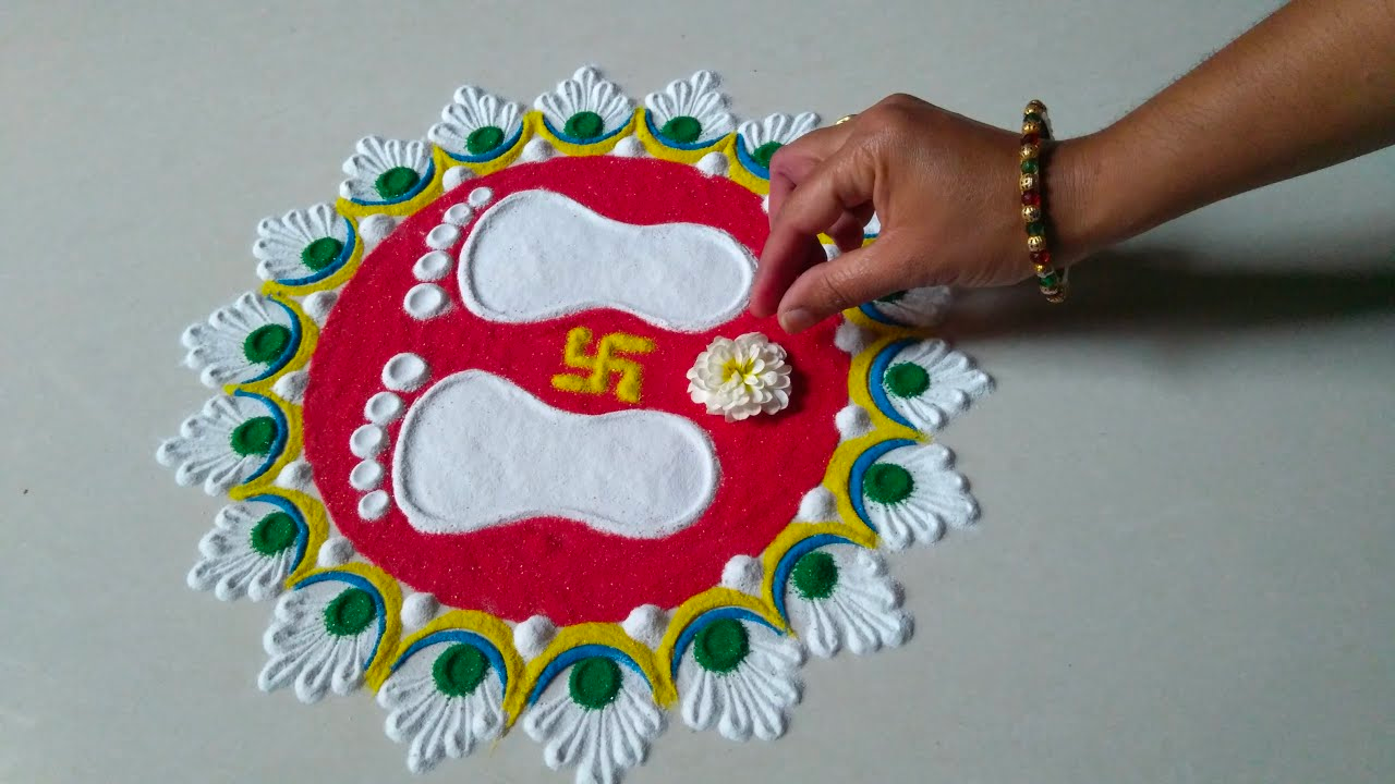 Rangoli design of Maa Durga's Feet