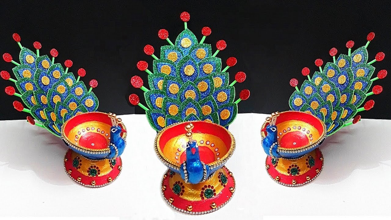 peacock diya decoration