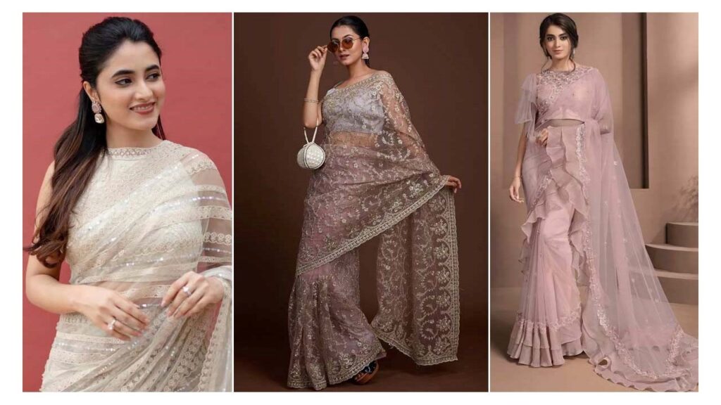 नेट साड़ी फॉर नवरात्री