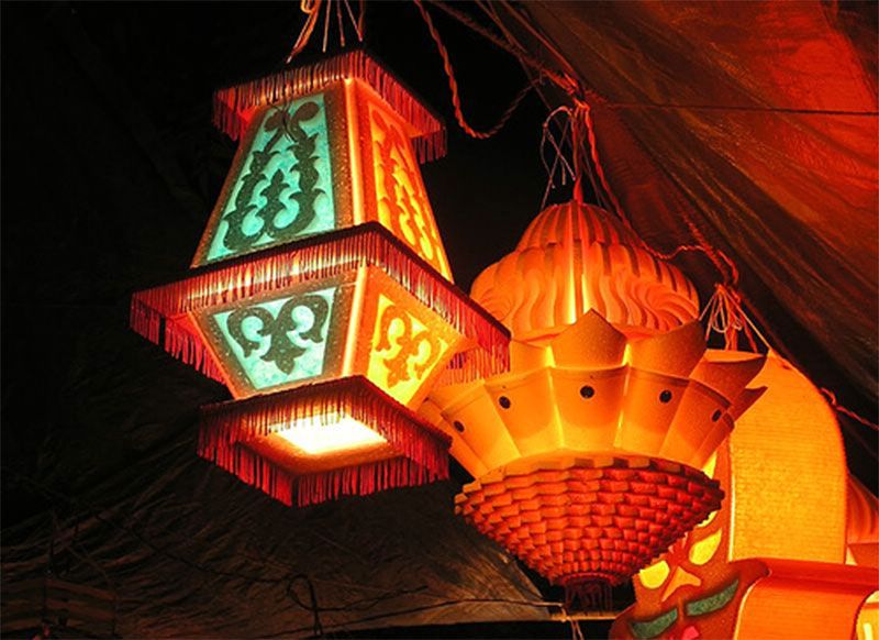 Diwali Decoration With Colorful Lamps