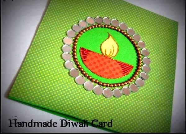 Handmade Diwali Greeting Card With A Diya Centre