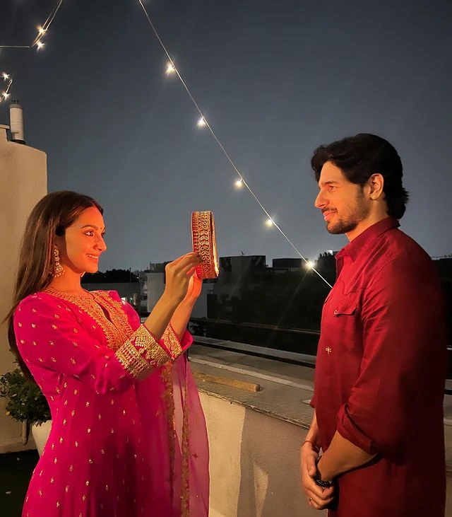 Karwa Chauth look of Kiara Advani and Siddharth Malhotra