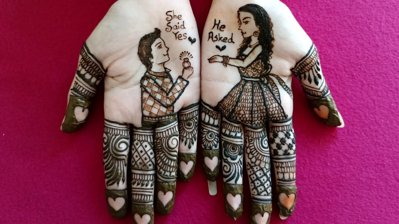 Couple Proposal Valentine Day Mehndi Design