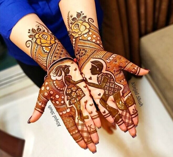 Couple Proposal Valentine Day Mehndi Design