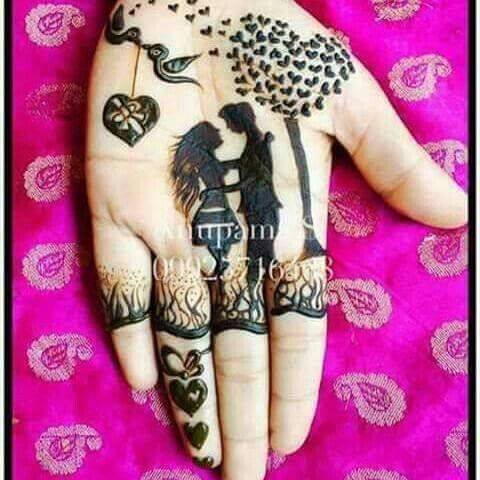 Romantic Couple Mehndi Design1