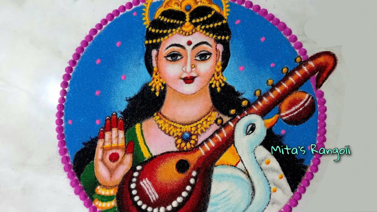 Basant Panchami Saraswati Rangoli Design