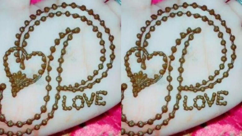 मेहंदी के डॉट से बना P लेटर मेंहदी डिजाइन