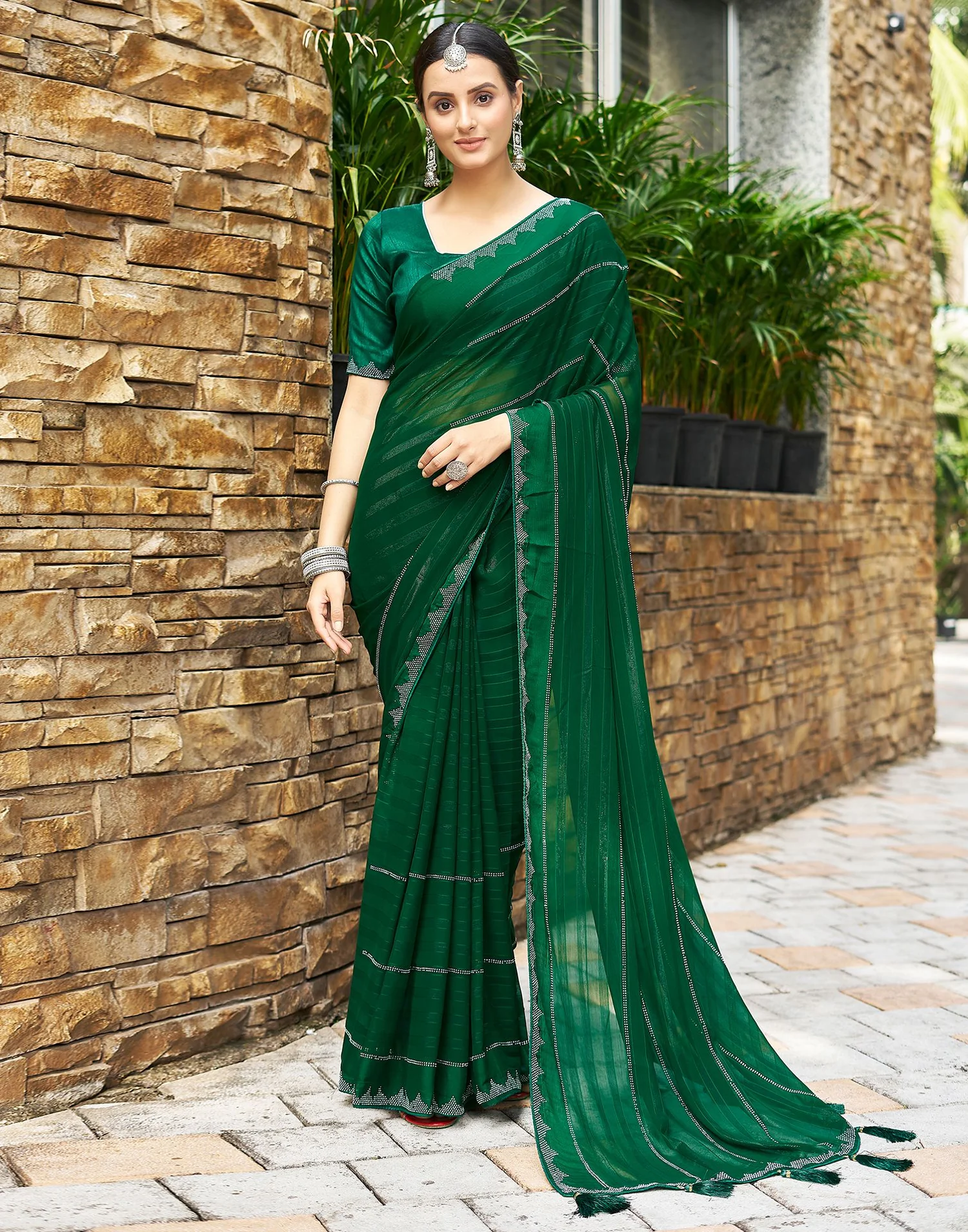 Green Georgette Saree