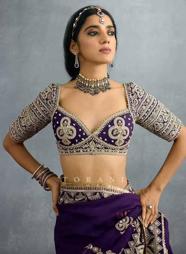 Plunging Neckline Deep Blouse Design