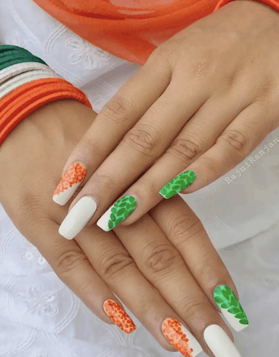 Gradient Tricolor Nail art for Independence Day