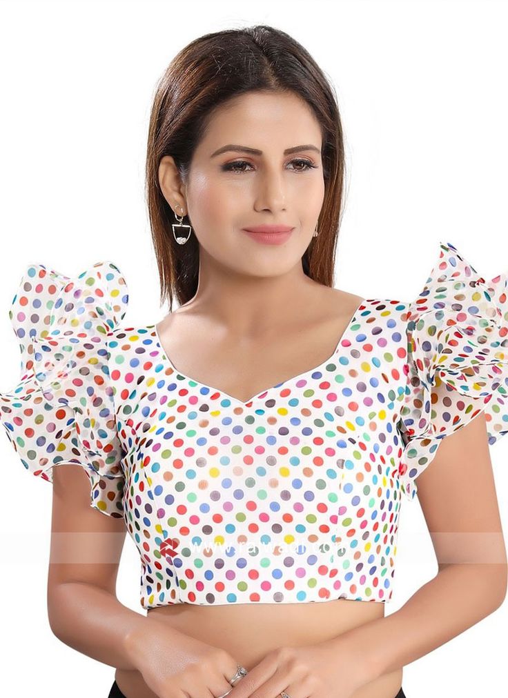 Tricolor Polka Dots Printed Blouse for Independence Day