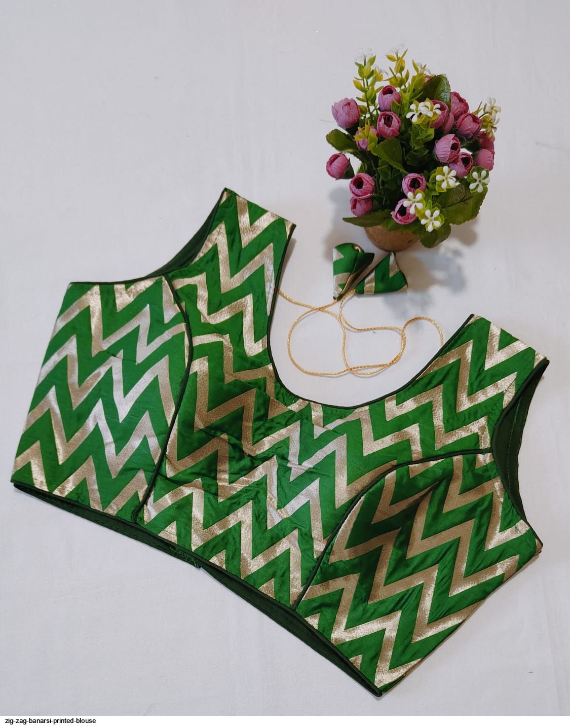Zig-Zag Tri Color Printed Blouse for Independence Day