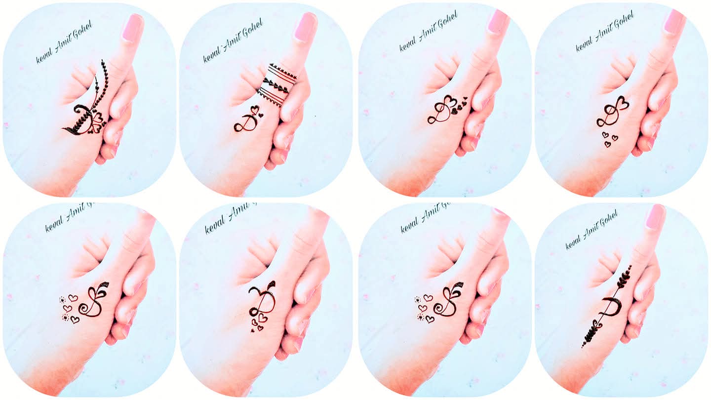 D Letter Mehndi Design for Finger
