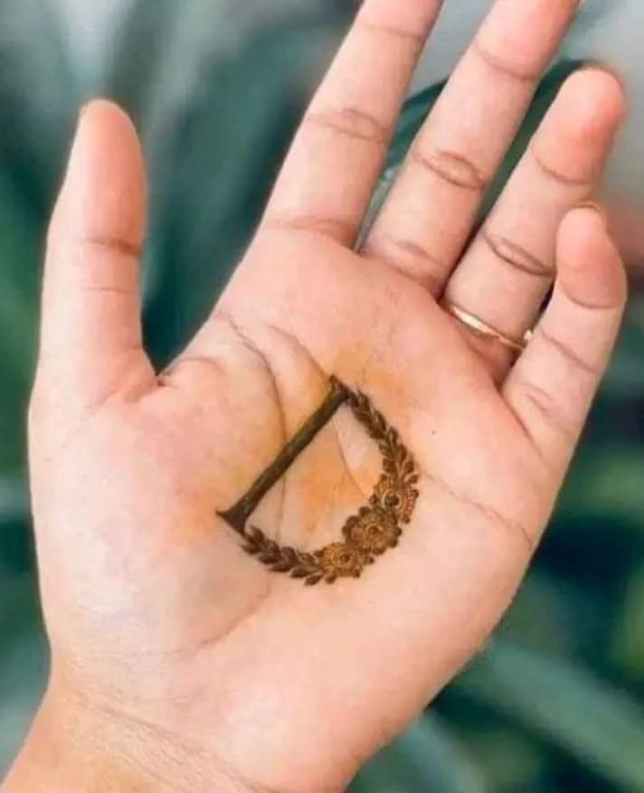 D Letter Mehndi Design for Palm