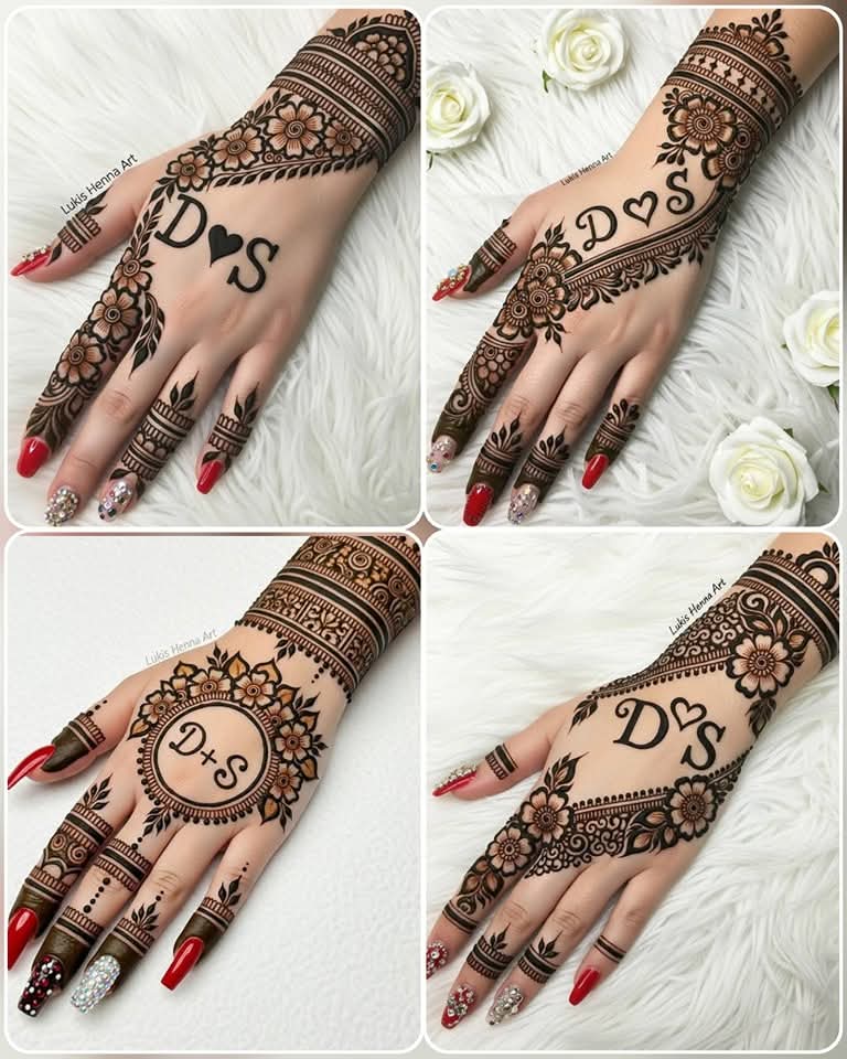 Bridal D Alphabet Mehndi Design